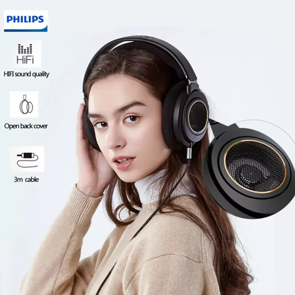 Philips SHP9600 Over-Ear Open-Back Headphones – Black