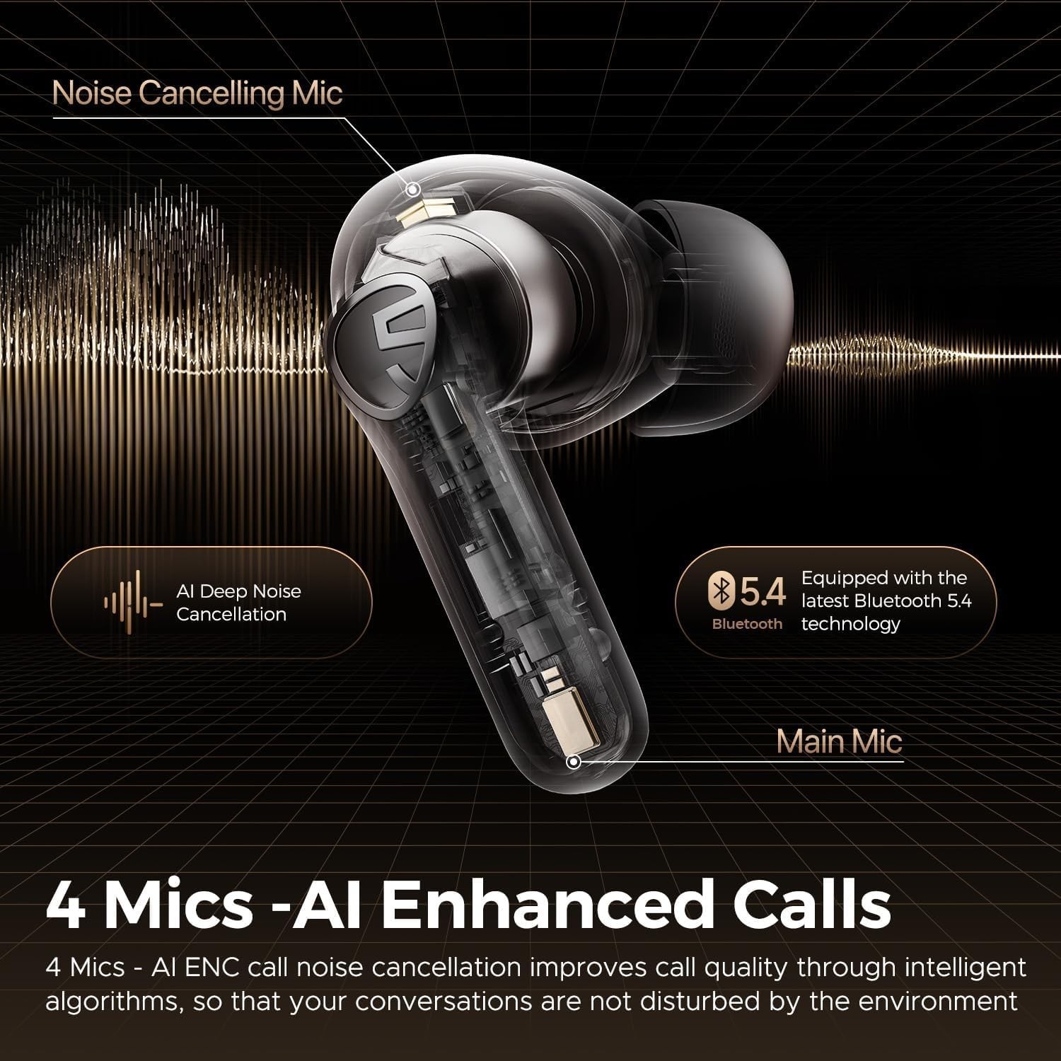 SoundPEATS T3 Pro Wireless Earbuds, 12mm Drivers Bass Stereo, Bluetooth 5.4