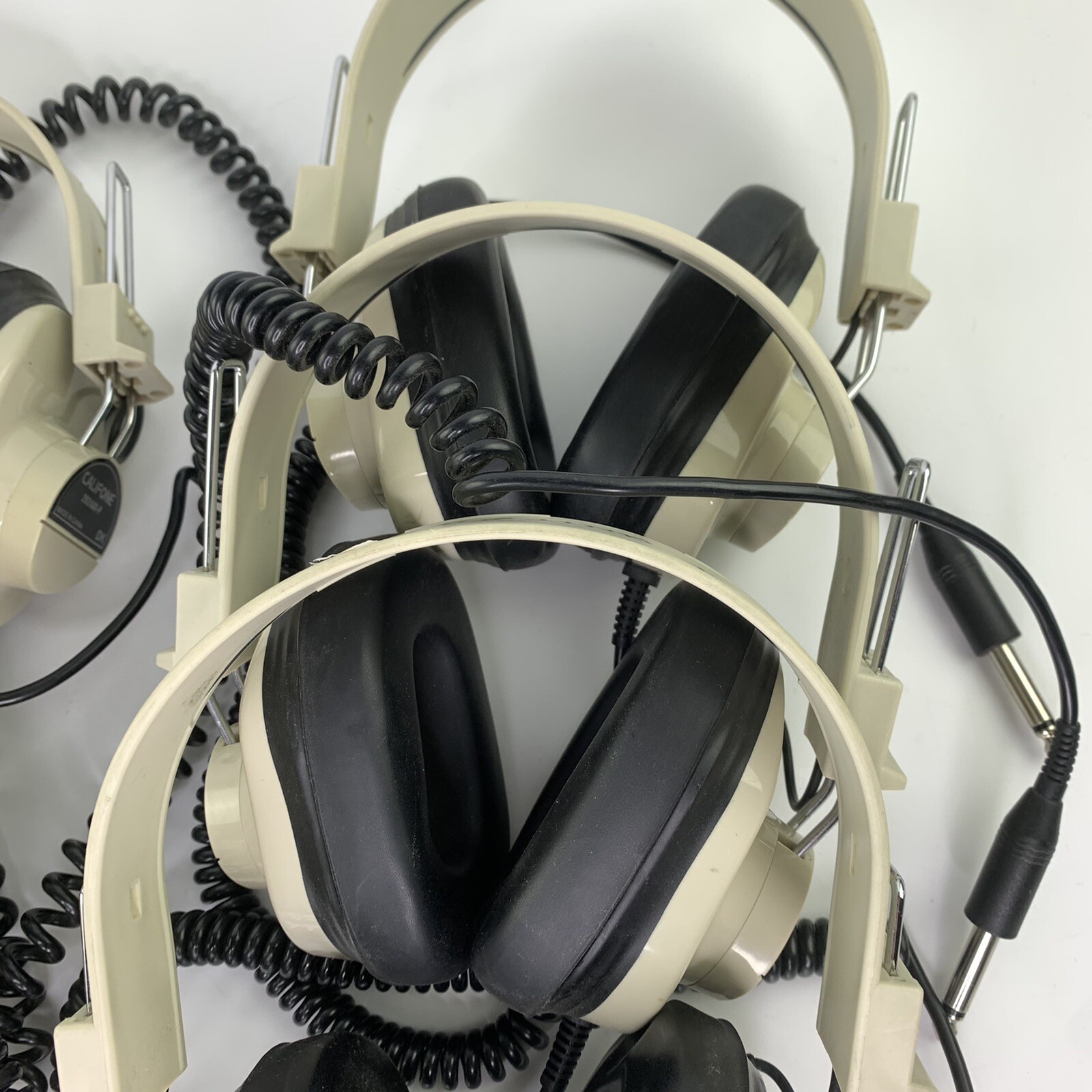6 x Califone 2924AV-P Beige Mono Headphones 6’ coiled cord and 1/4″ Plug