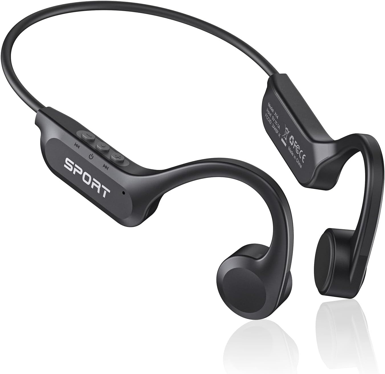 Lightweight Bone Conduction Headphones with Mic – 10 Hours Playtime & Waterproof