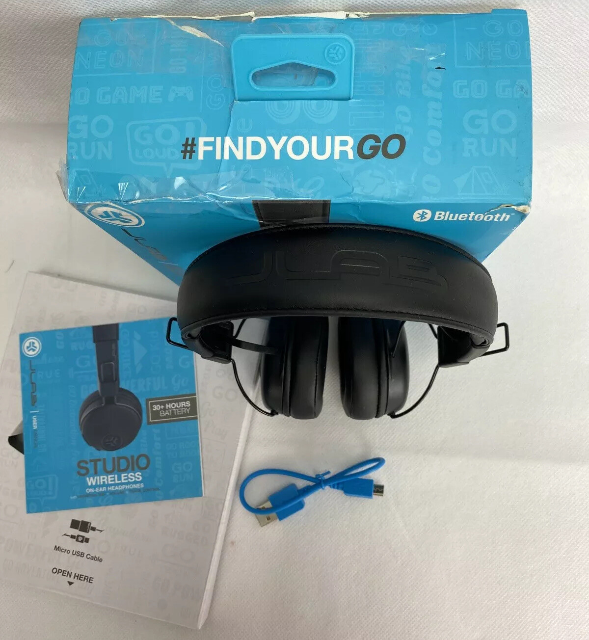 JLab Studio Wireless On-Ear Headphones Black 30+ Hours Battery New Open Box