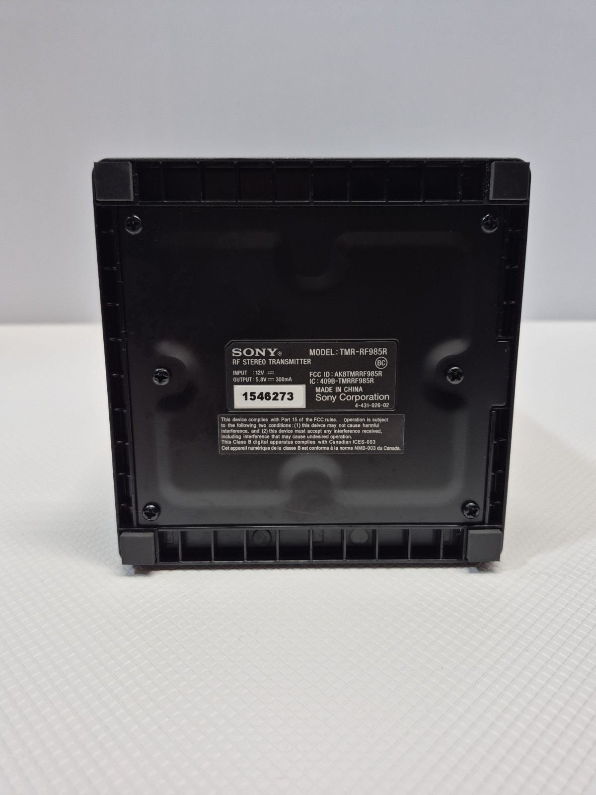 Sony TMR-RF985R Wireless RF Stereo Transmitter Base w/ AC Adapter Tested
