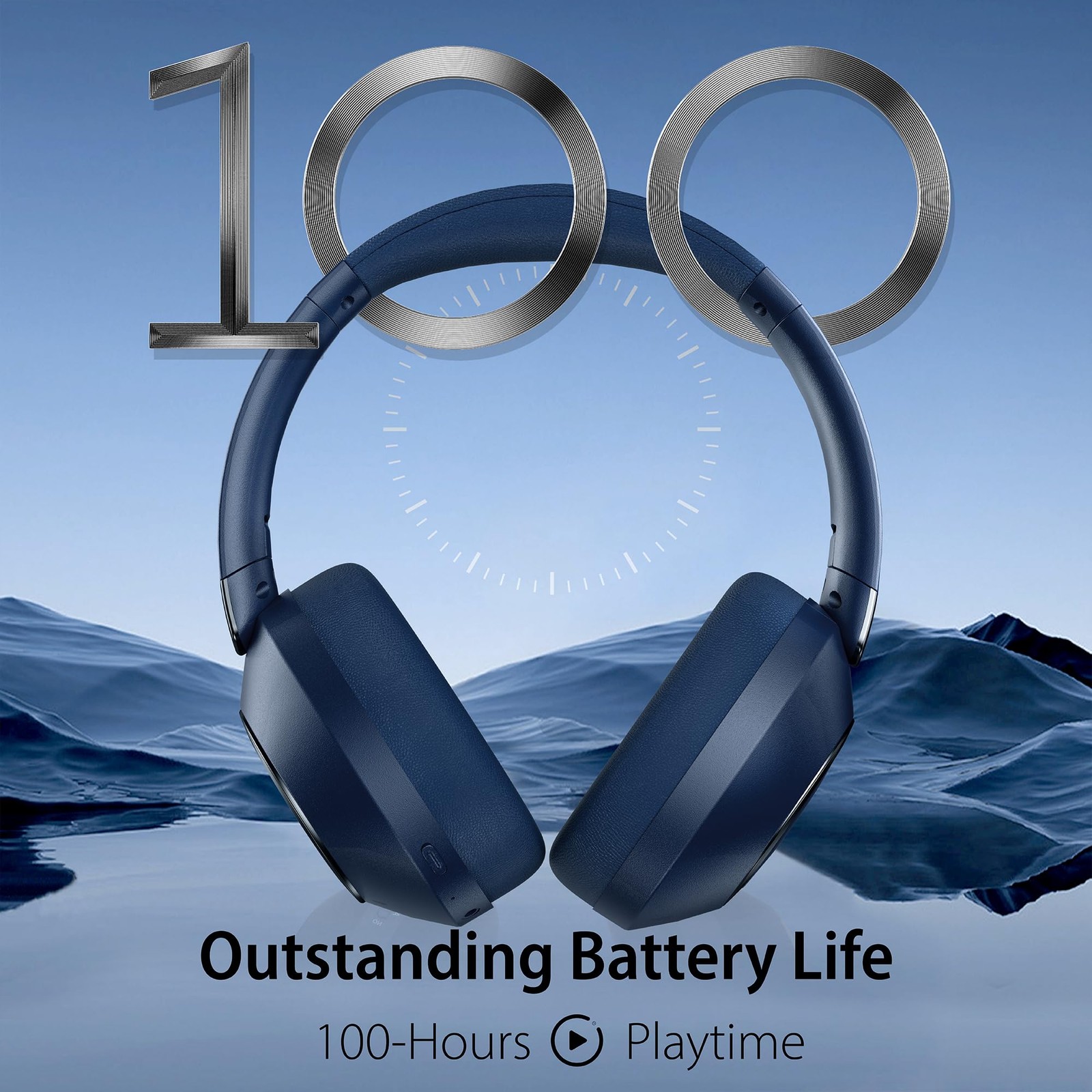 Active Noise Cancelling Headphones, 100H Playtime Headphones Wireless Bluetoo…