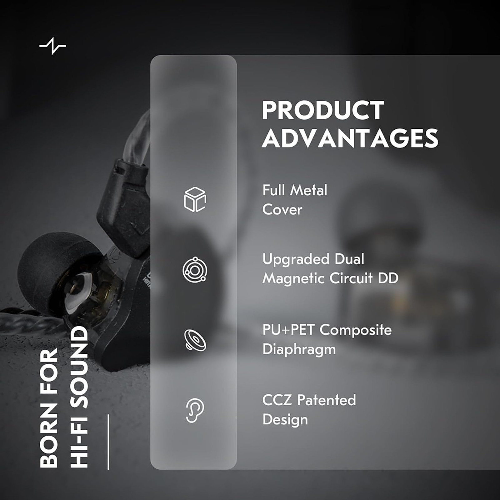 In Ear Monitor Headphones Dual Magnetic Circuit 10mm DD Wired Earbuds