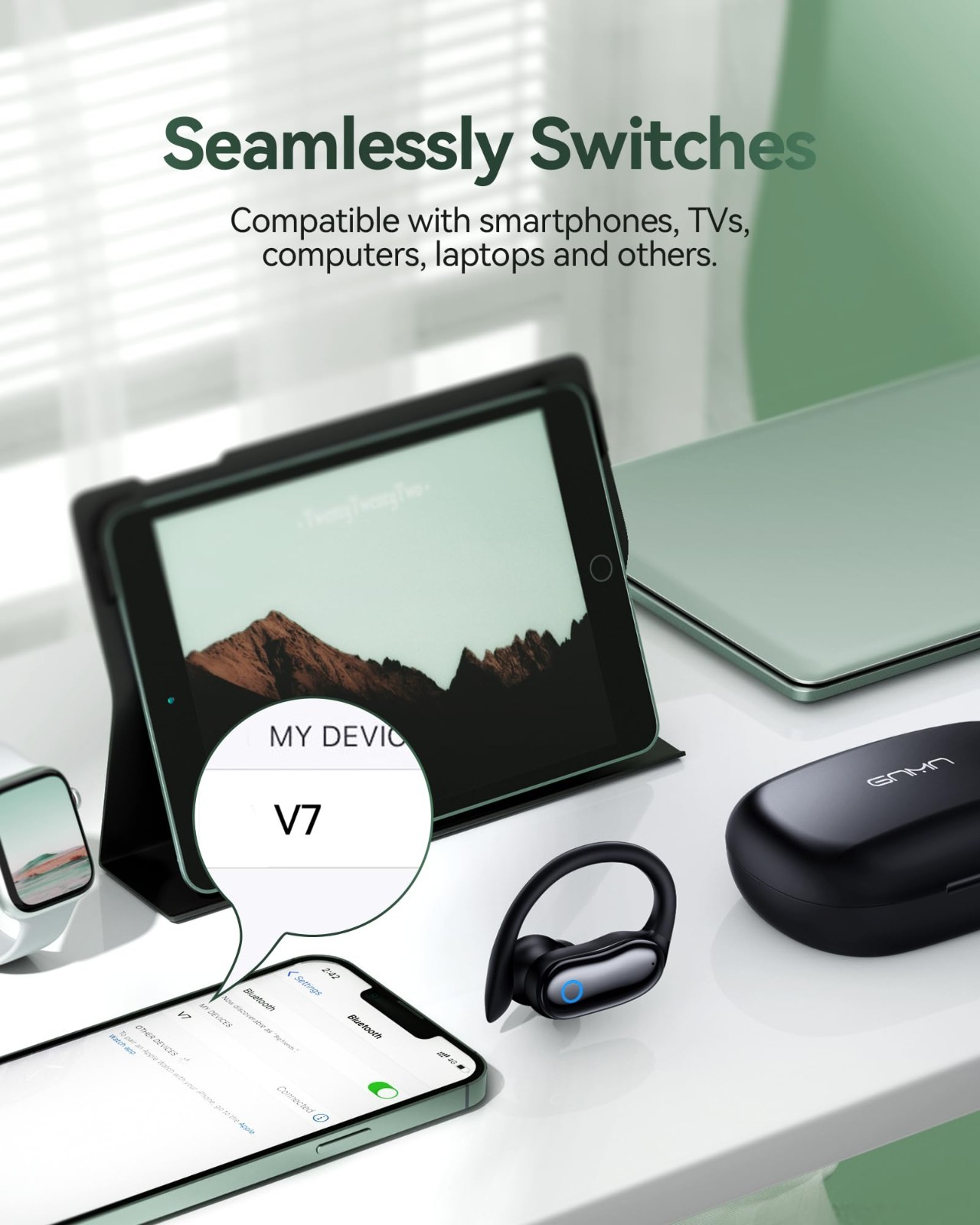 Wireless Active Noise Cancelling Earbuds – 96hrs Playback, IPX7 Waterproof, Ster