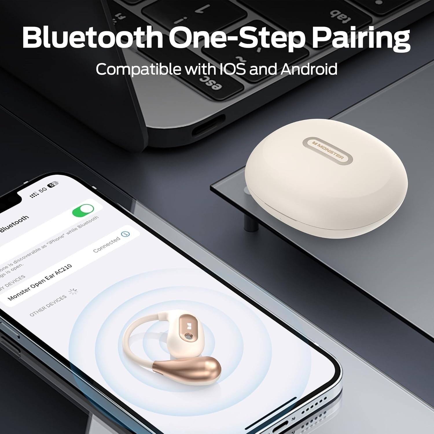 MONSTER Open Ear Headphones,Stereo Sound, Wireless Headphones 30 Hours Playback
