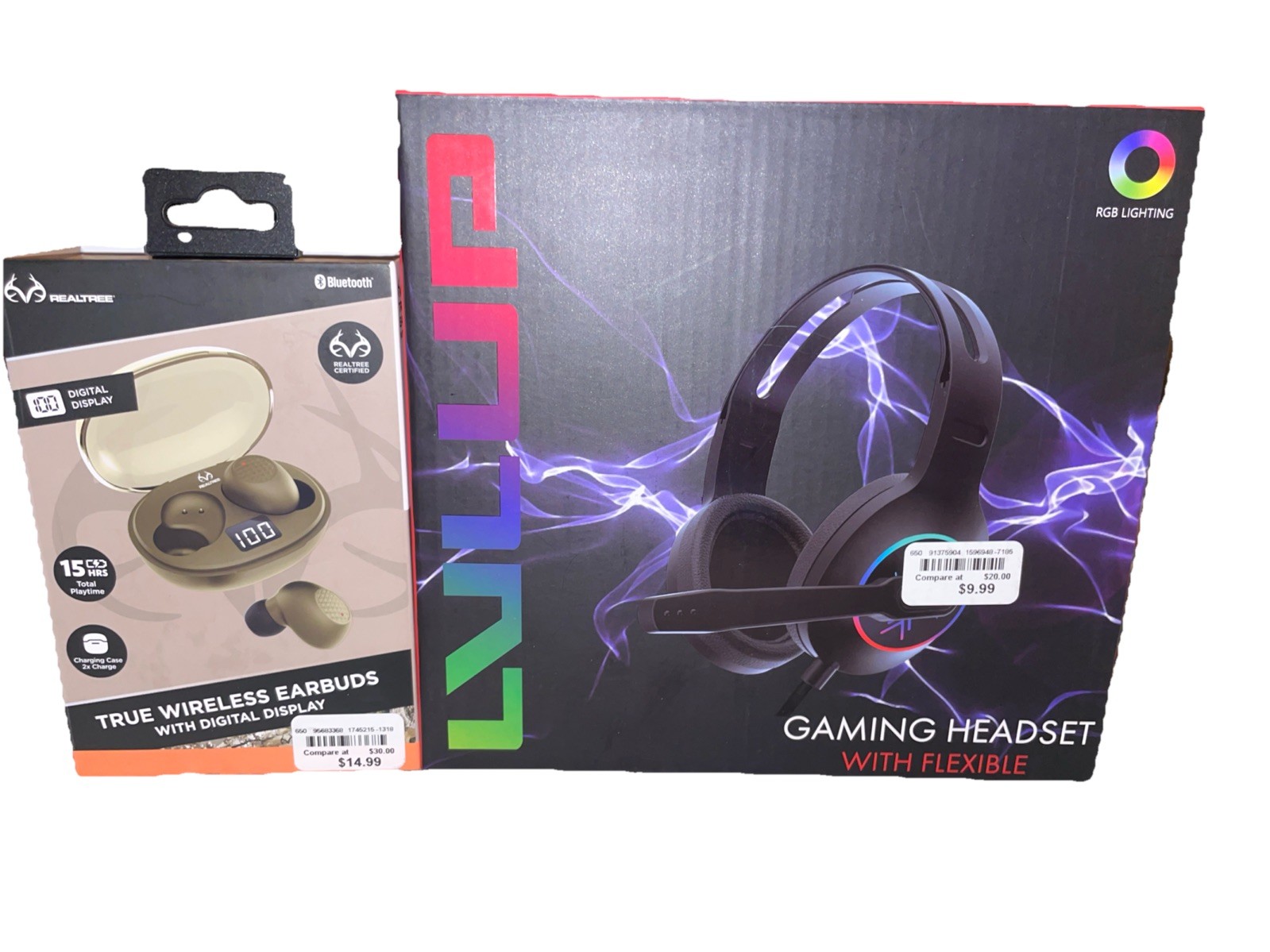 Lot of 2 NEW Sealed Gaming Headset RGB Mic + Bluetooth Wireless Earbuds