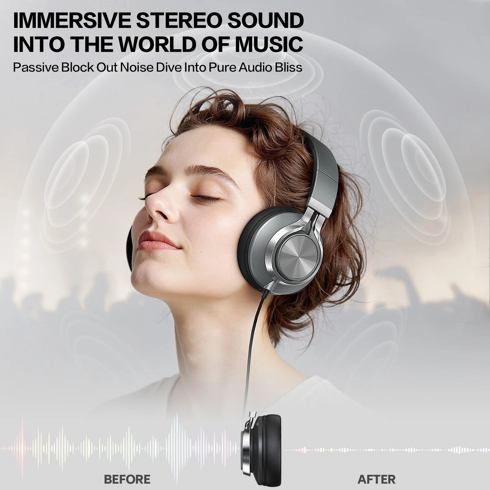 Over Ear Headphones Wired with Microphone – Noise Isolating Corded Headphones
