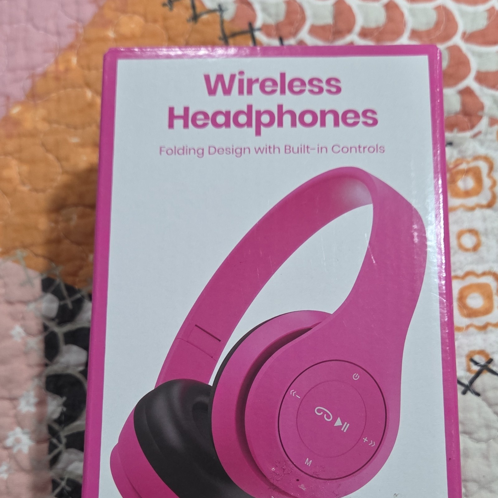Bluetooth Wireless Over-Ear Headphones w/ Mic, Foldable, Pink/Black UHF-310