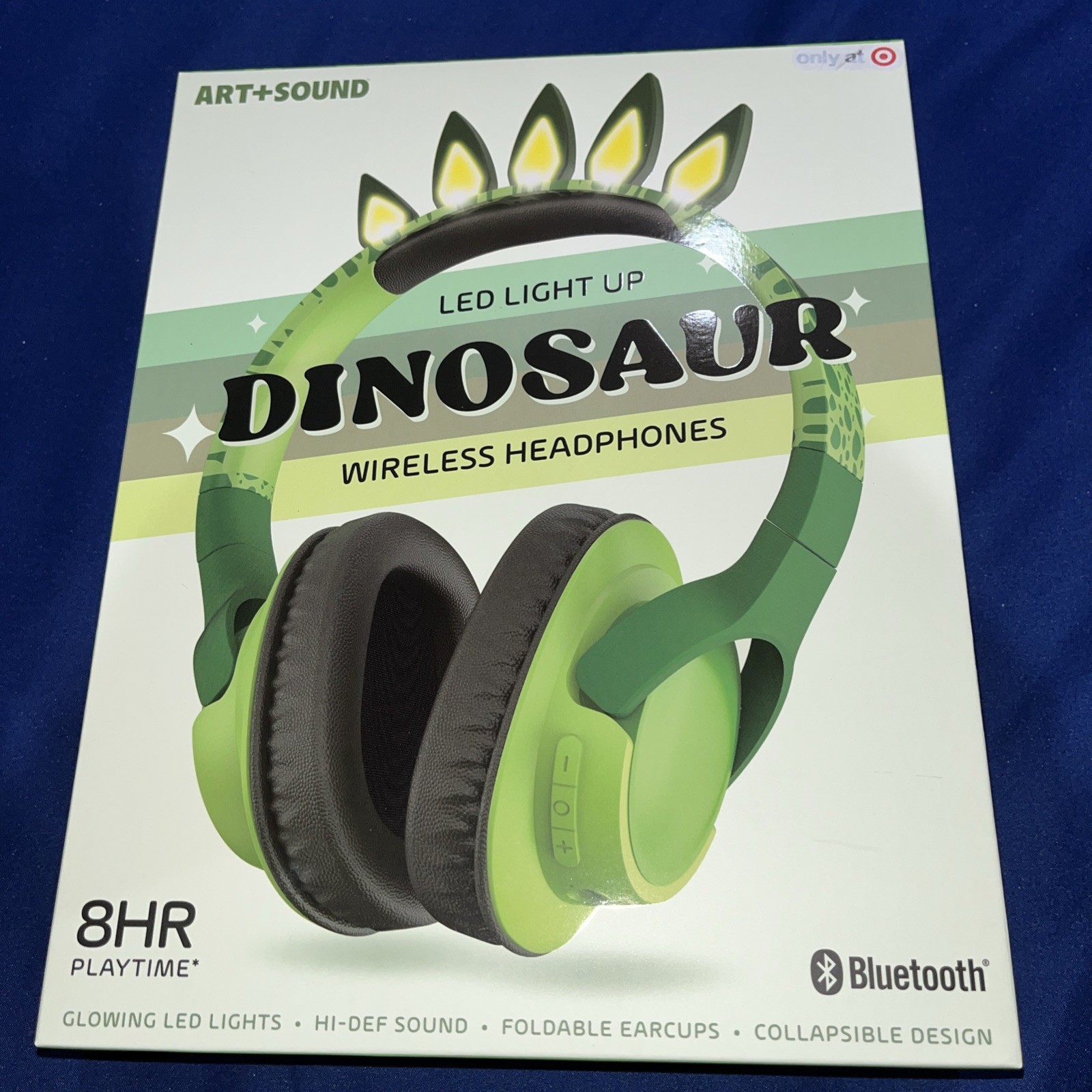 Lot of 6 – Art + Sound LED Light Up Dinosaur Wireless Headphones – New