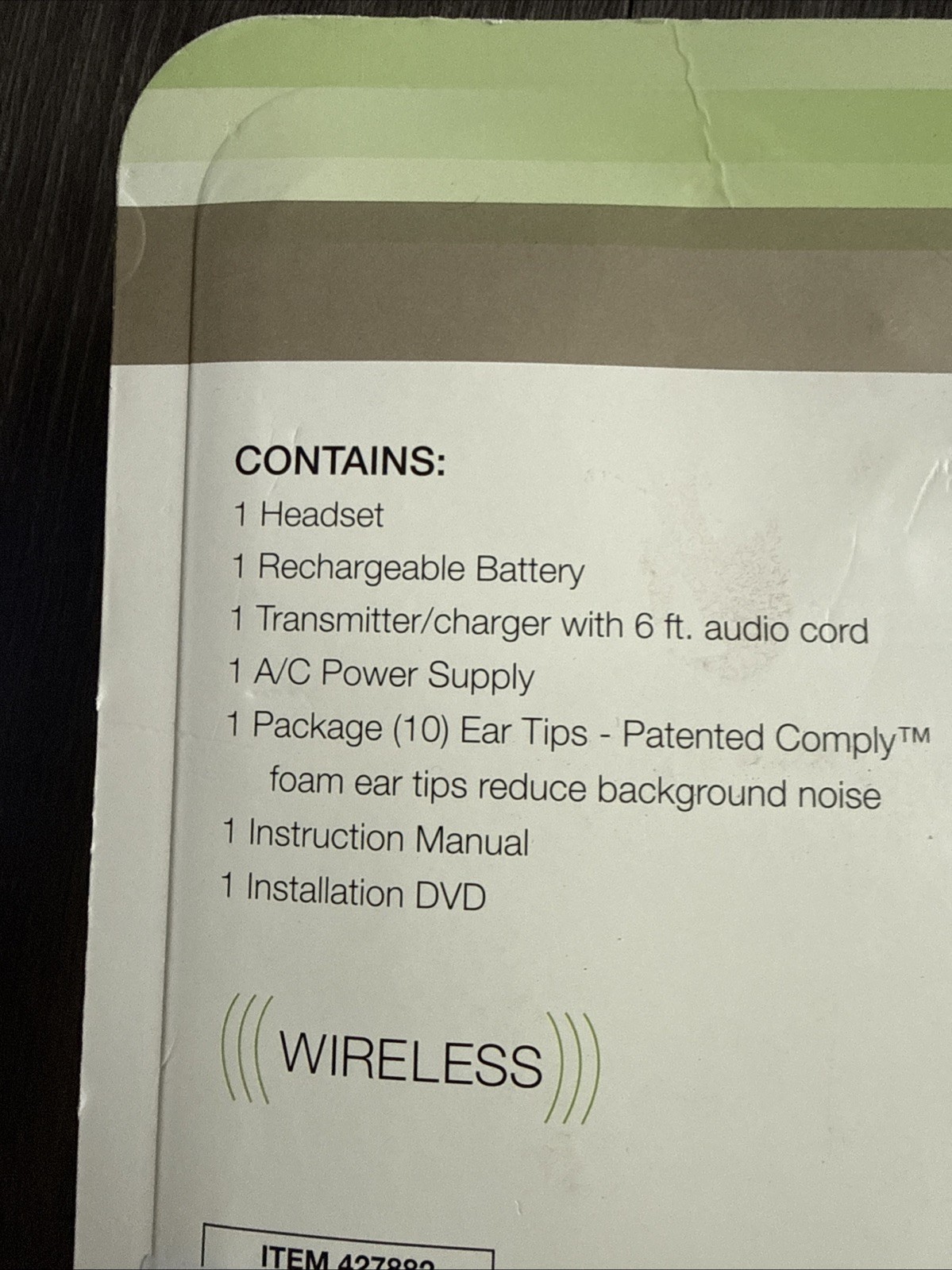 TV Ears Noise Reduction wireless TV Headset ,sealed w 10 replacement ear tip