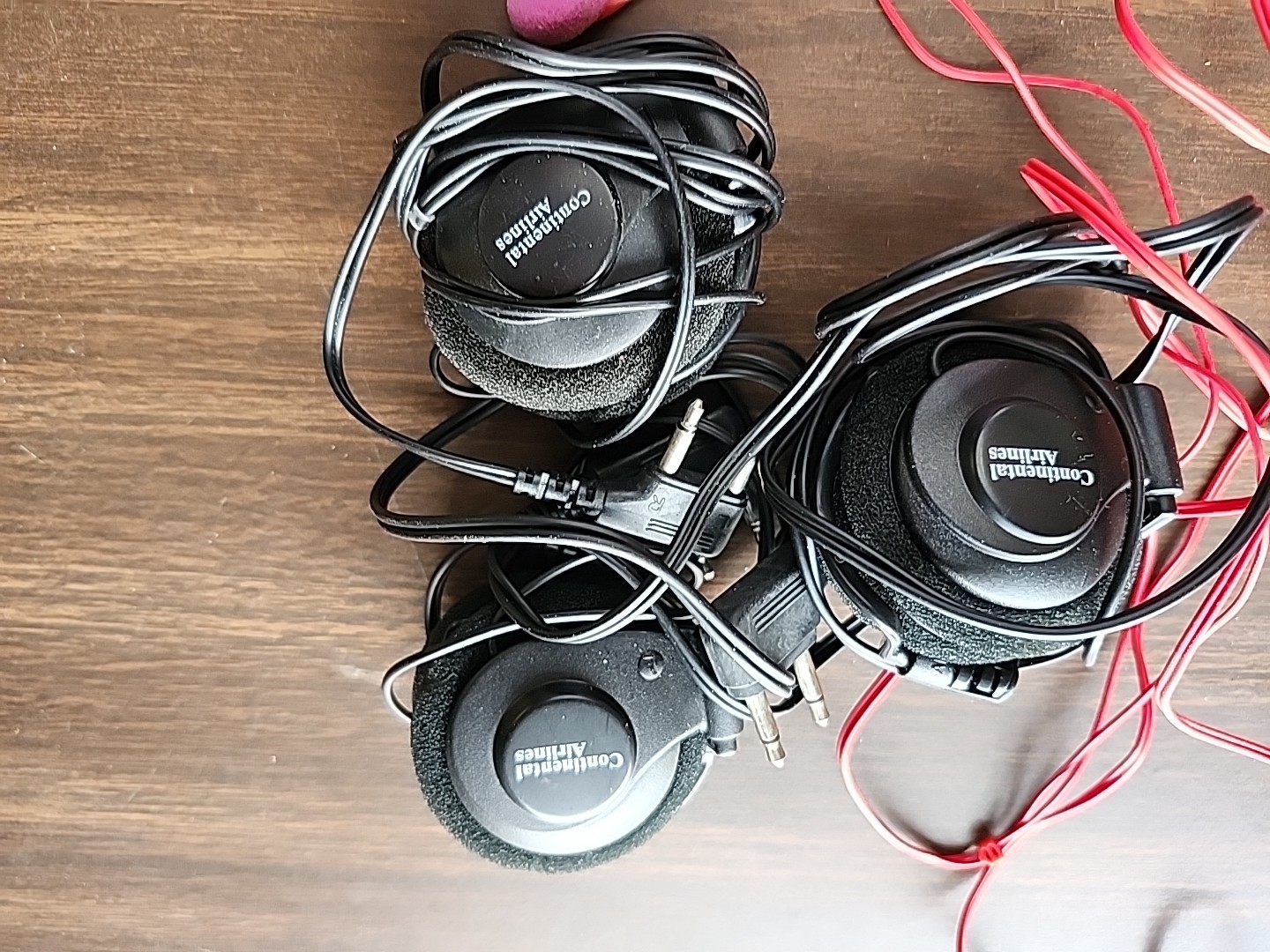 6 Sets Of Airline Ear Phone Jacks, One With Microphone. 3 Eye Covers