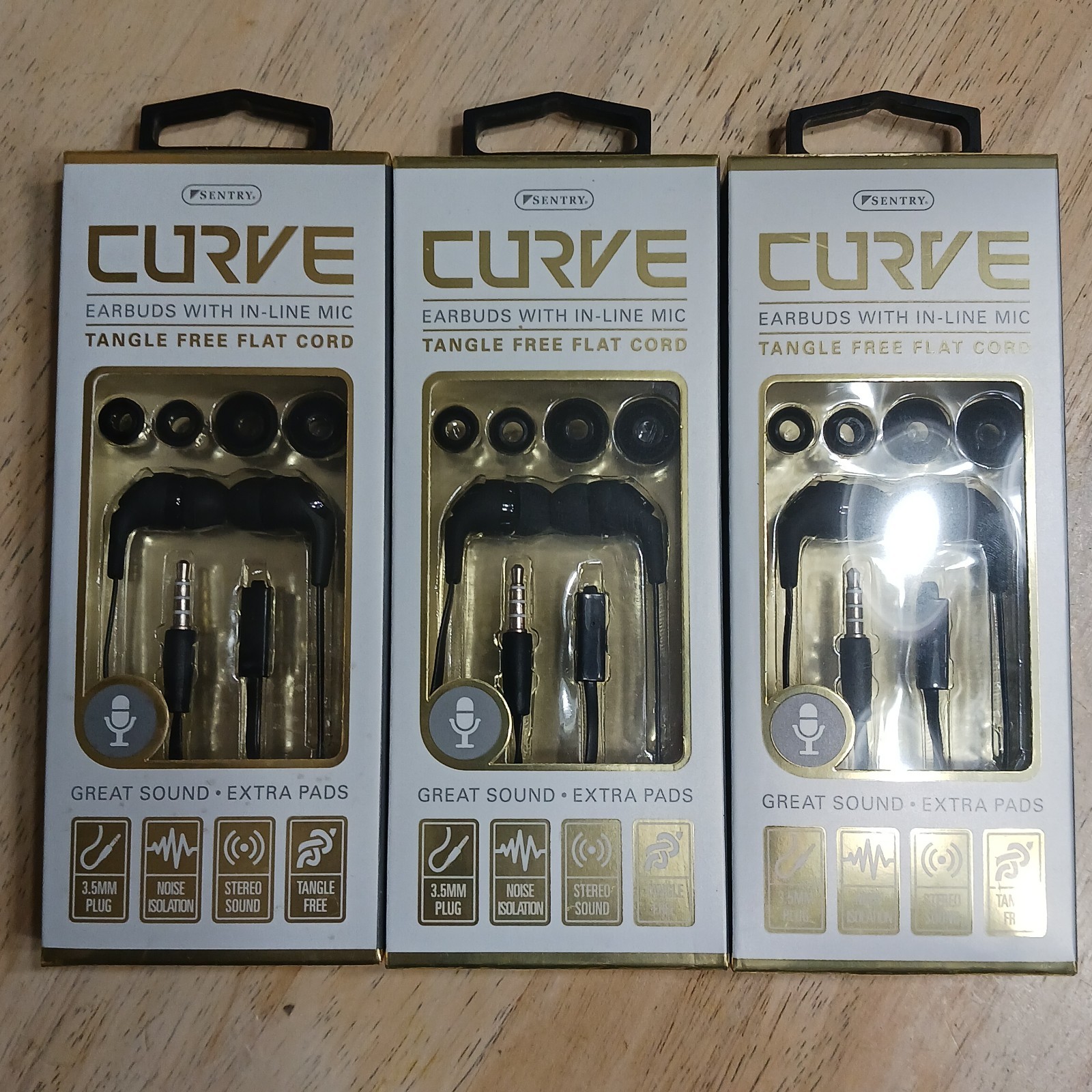 Curve Earbuds w/ In-Line Mic 3.5mm Tangle Free Flat Cord Multicolor Lot Of 11