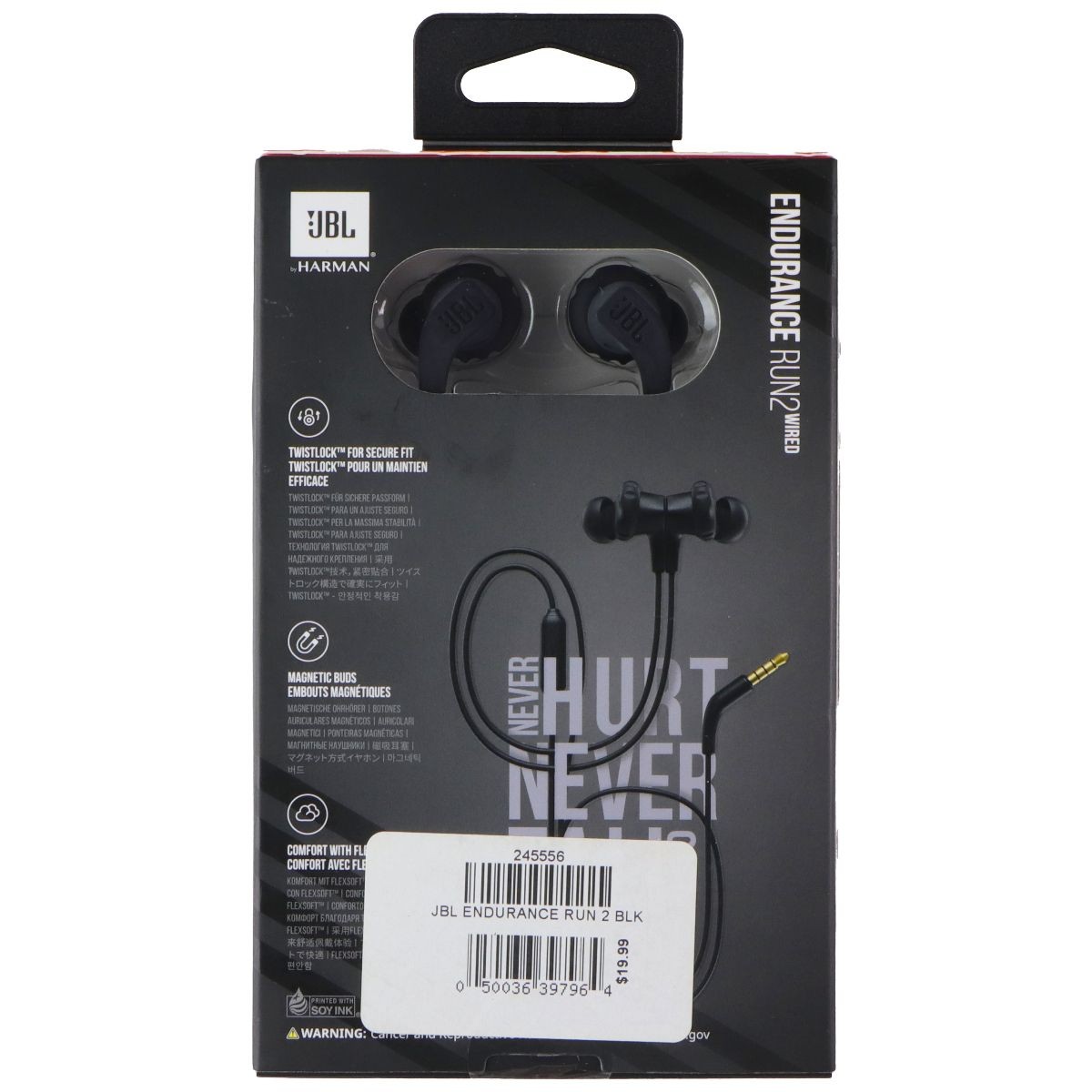 JBL Endurance Run2 Wired Headphones with Microphone – Black
