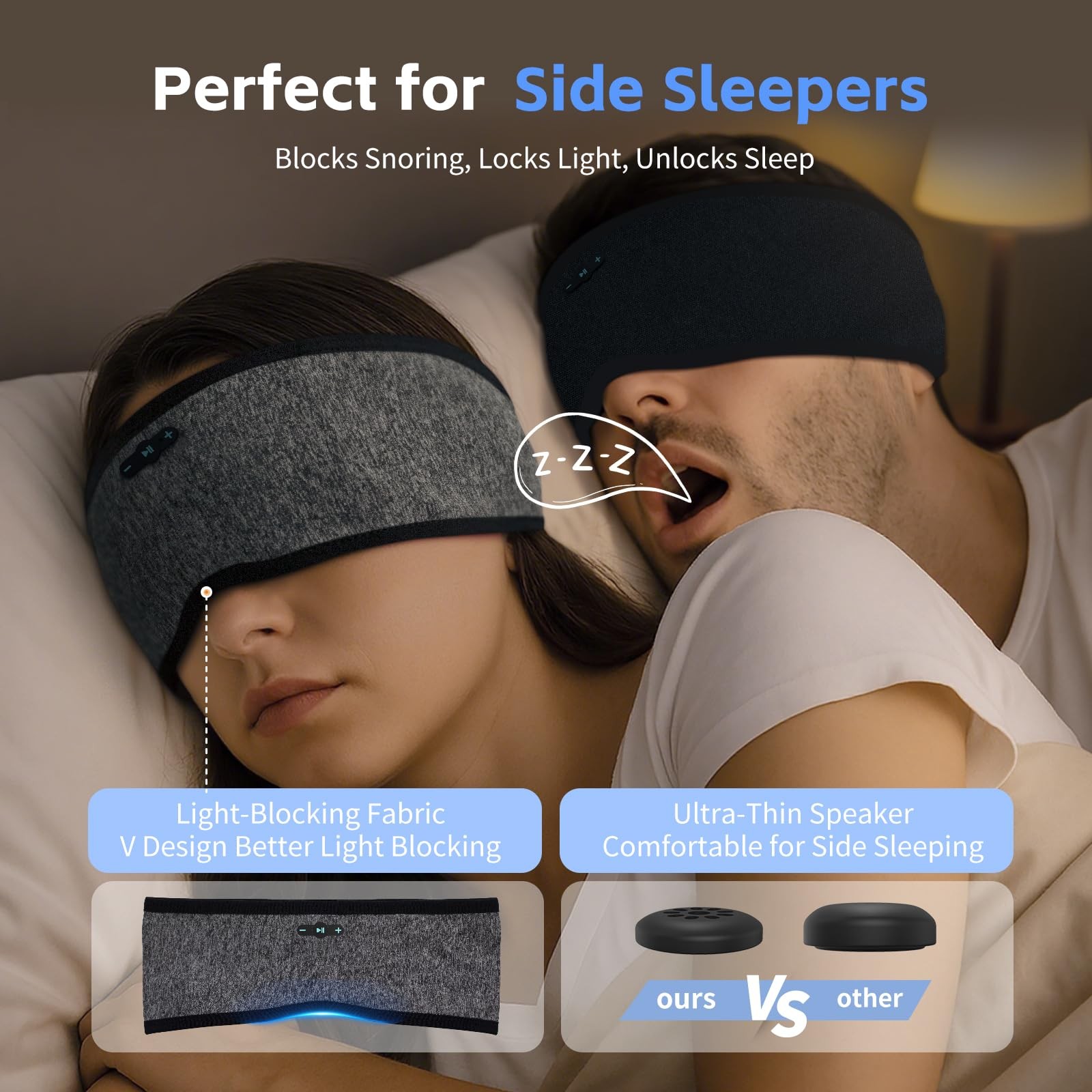 2 Pack Sleep Headphones Bluetooth 6.0 Headband 20Hr Sports Wireless Earphone