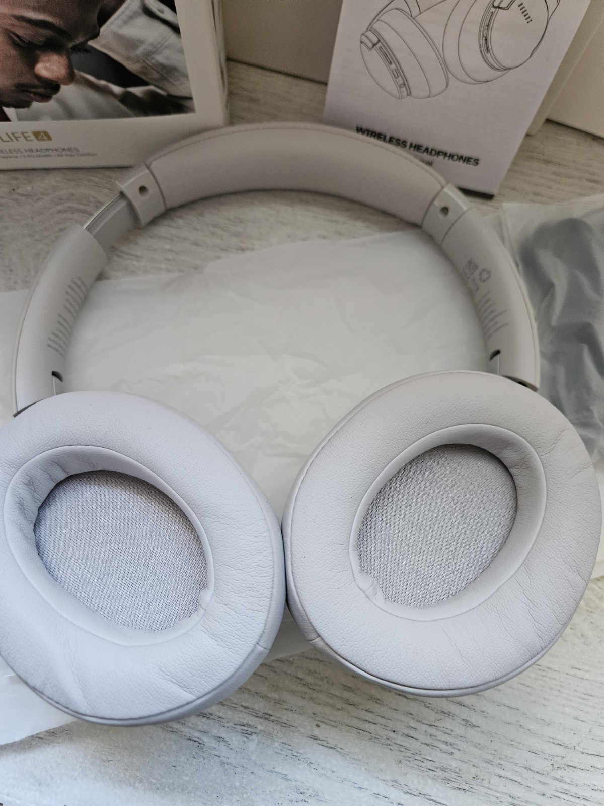 NEW Doqaus Life 4 Wireless Headphones Light Grey Gray Open Box New