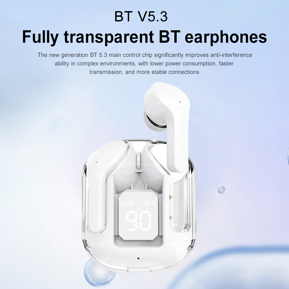 TWS Transparent Earphones LED Digital Display Wireless Bluetooth Stereo Earbuds