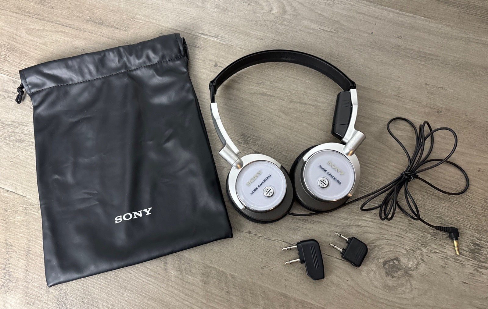 Sony MDR-NC6 Headband Headphones – Silver – Tested – Working w/bag 🎧