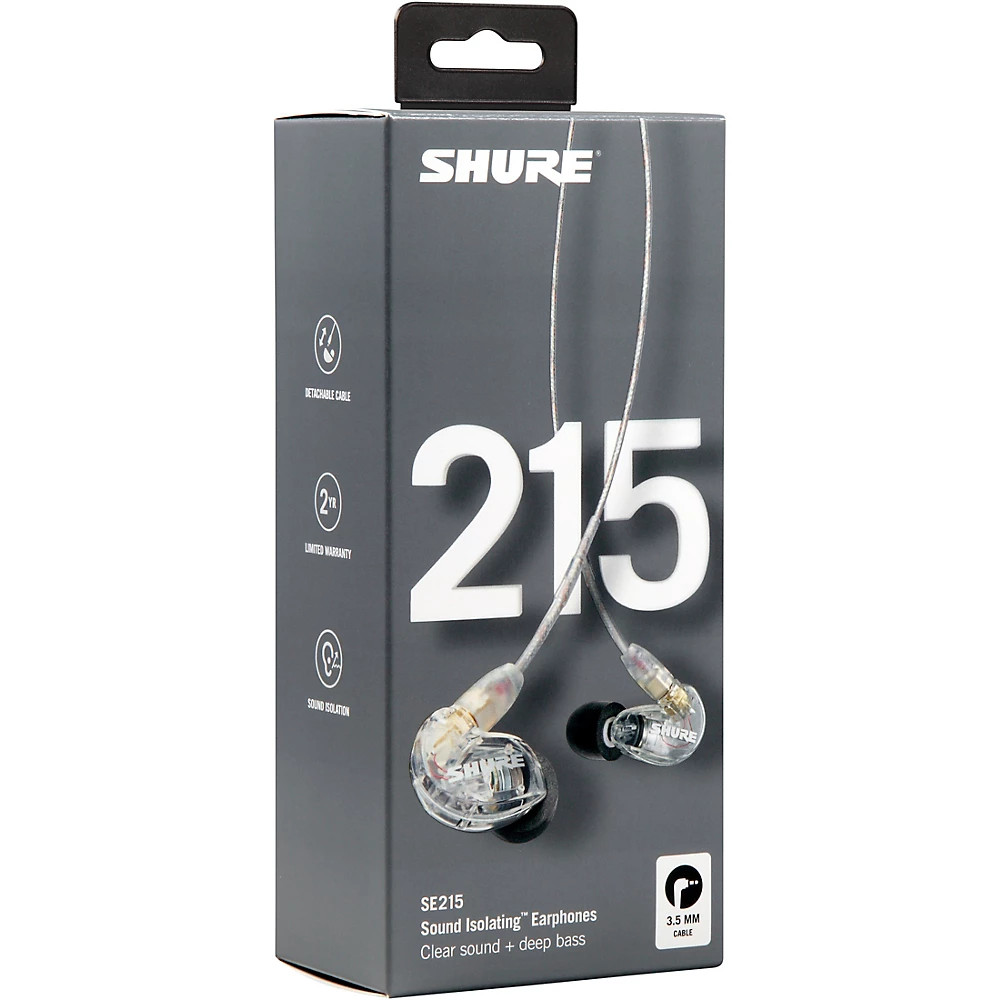 Shure SE215 Dynamic Microdriver Earphones Clear