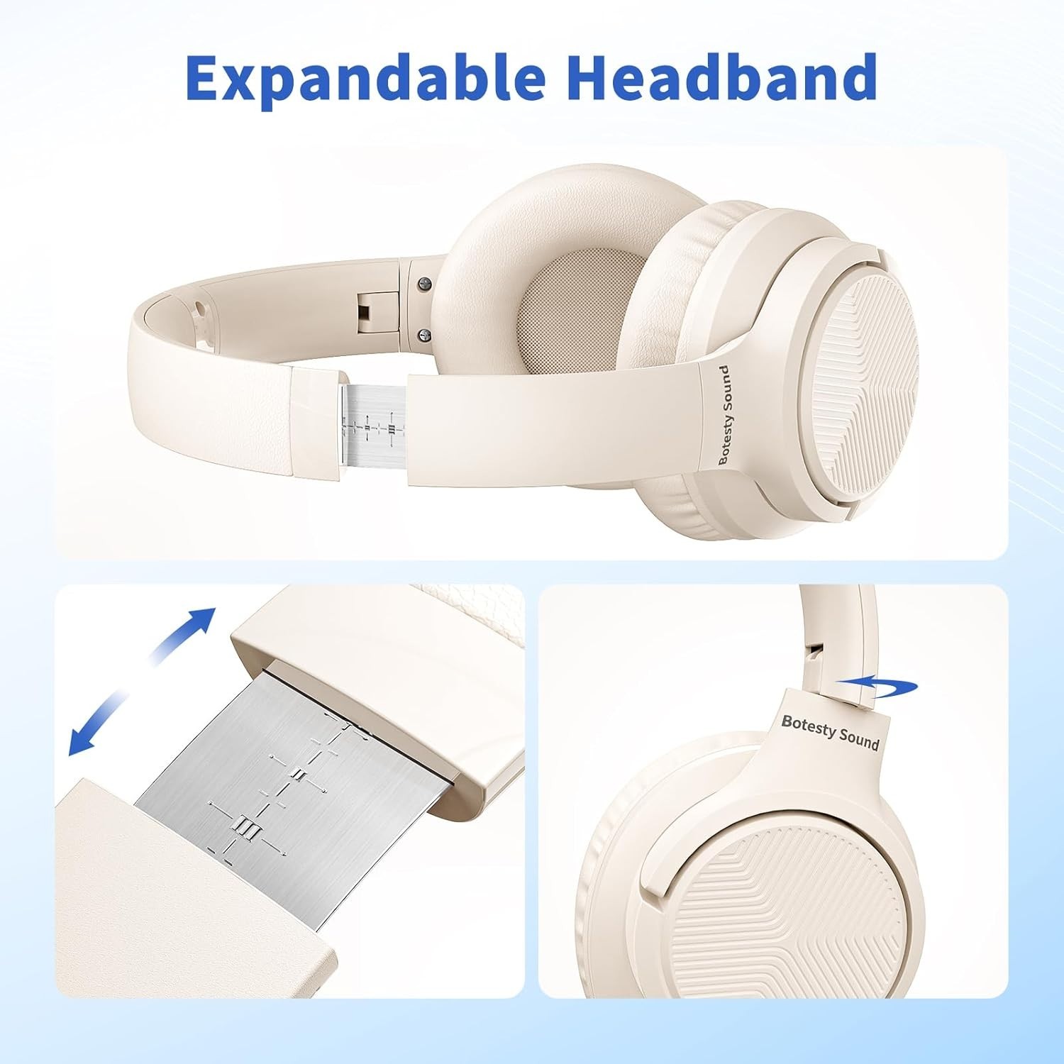 Botesty Sound Headphones Wired Microphone, Over Ear Foldable 3.5mm Plug In