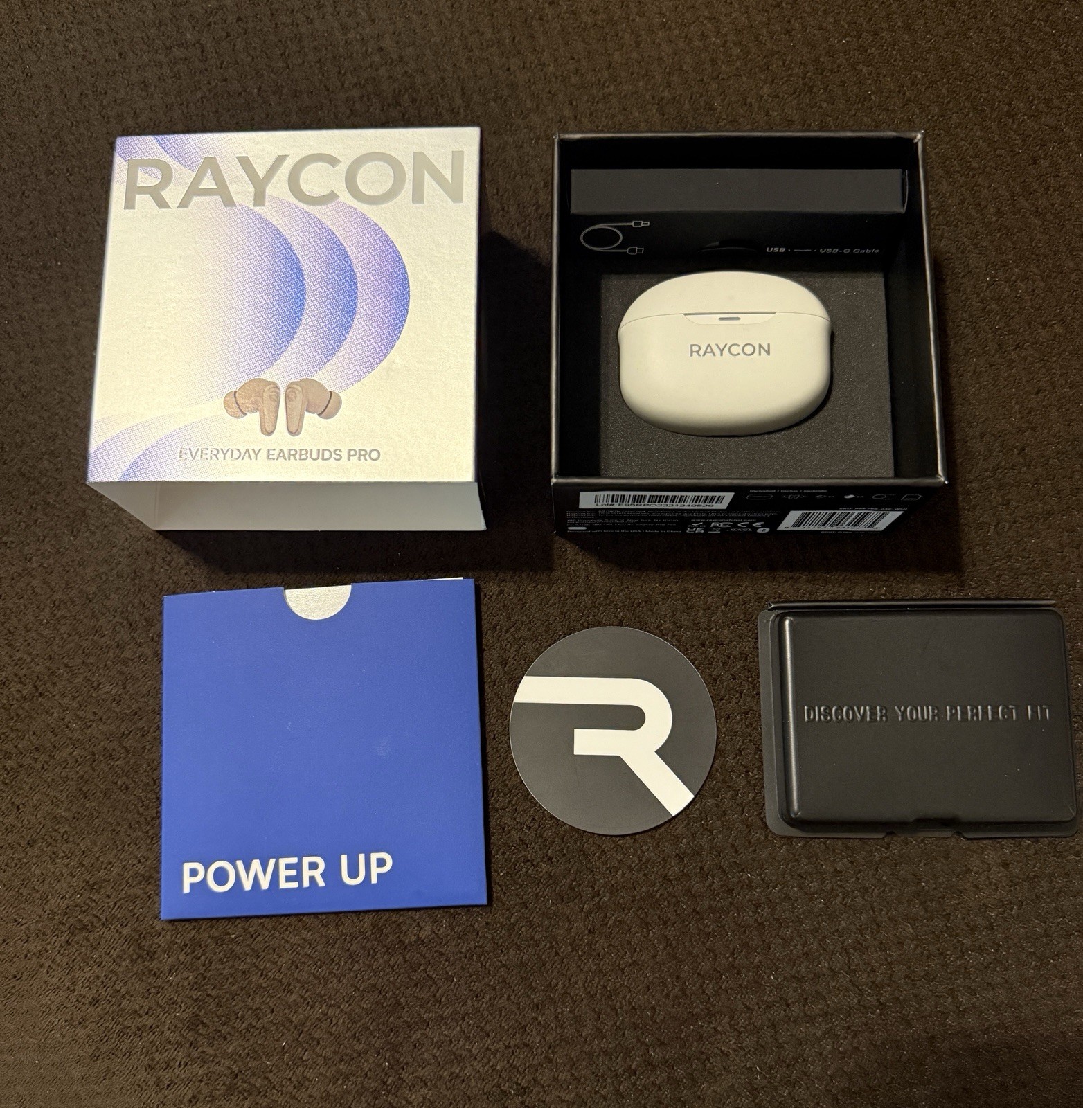Raycon Everyday Earbuds Pro White Bluetooth In-Ear w/ Case, USB-C Cable