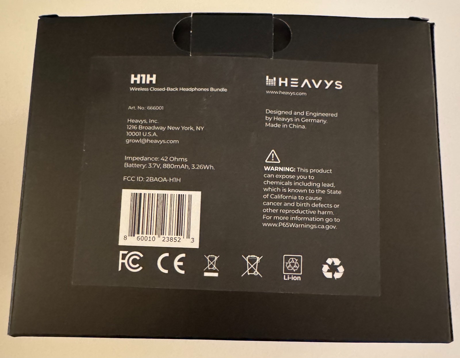 Heavy’s H1H Wireless Bluetooth Headphones Open Box Complete w/ Case & Accessorie