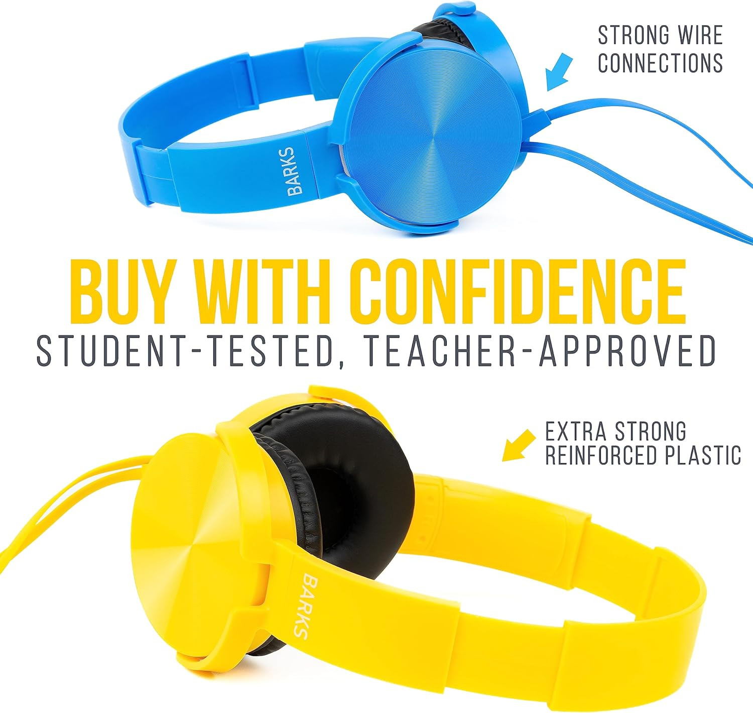 Classroom Headphones (10 Pack, Mixed Colors) – On-Ear Premium Student Bulk Headp