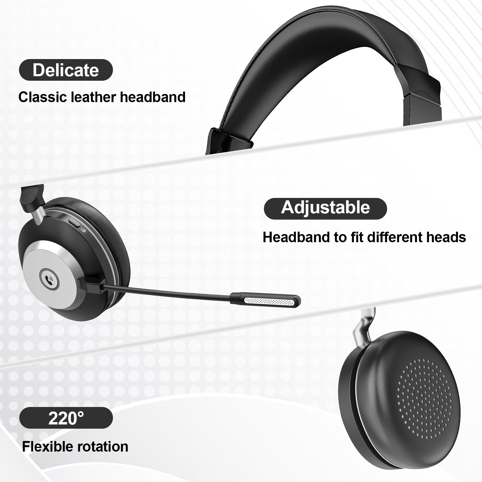 Wantek Wireless Headset with Microphone Bluetooth Headphone for PC/Laptop/Phone