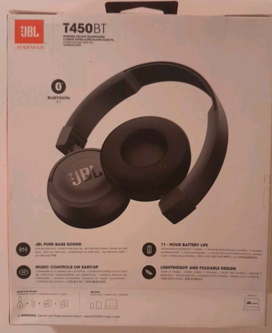 JBL T450BTBLK Wireless On-ear Headphones – Black