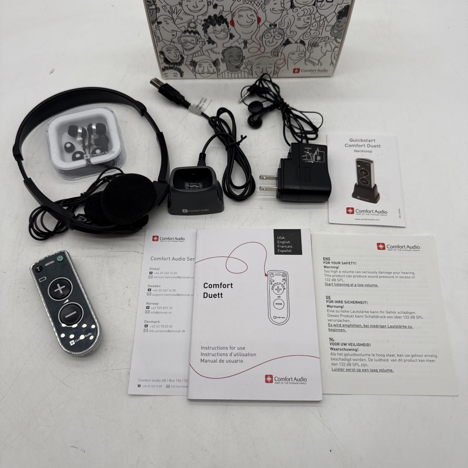 Comfort Audio Duett Personal Listener w/ Headphones & Earphones – Model 052-4110
