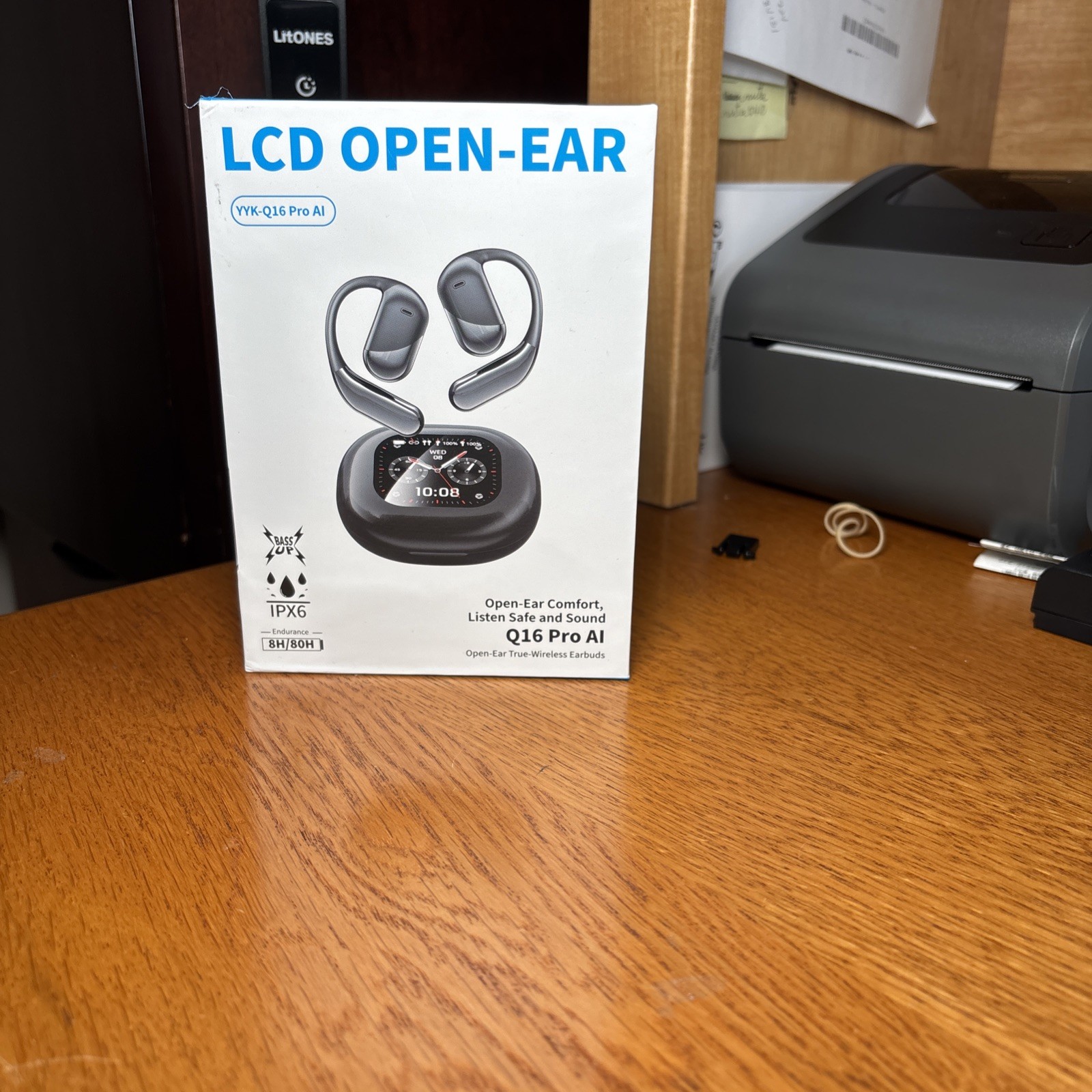 YYK-Q16 Pro AI Open-Ear True-Wireless Earbuds with LCD Screen Case – NEW SEALED
