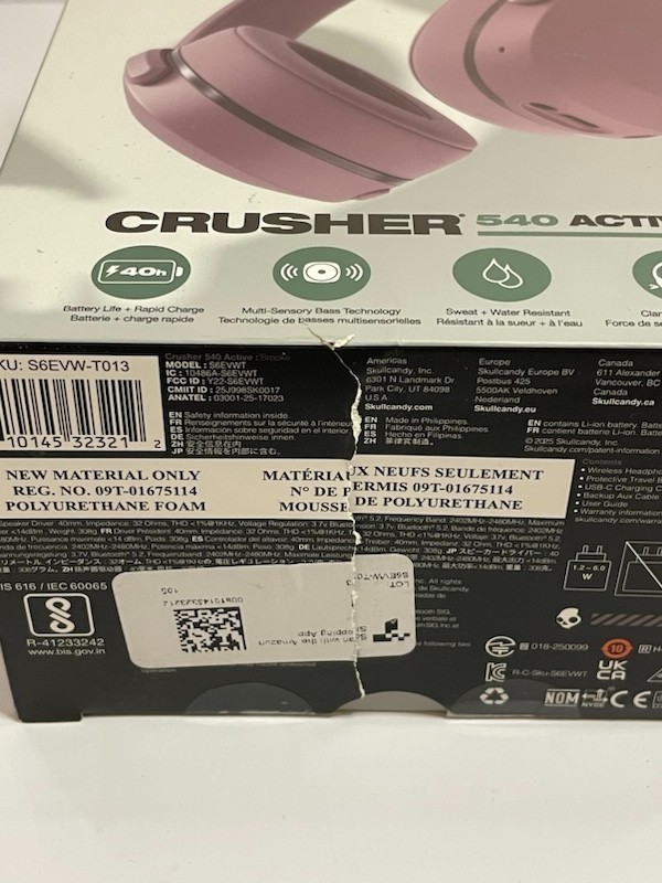 Skullcandy CRUSHER 540 ACTIVE SMOKE Wireless Headphones Bluetooth S6EVW-T013