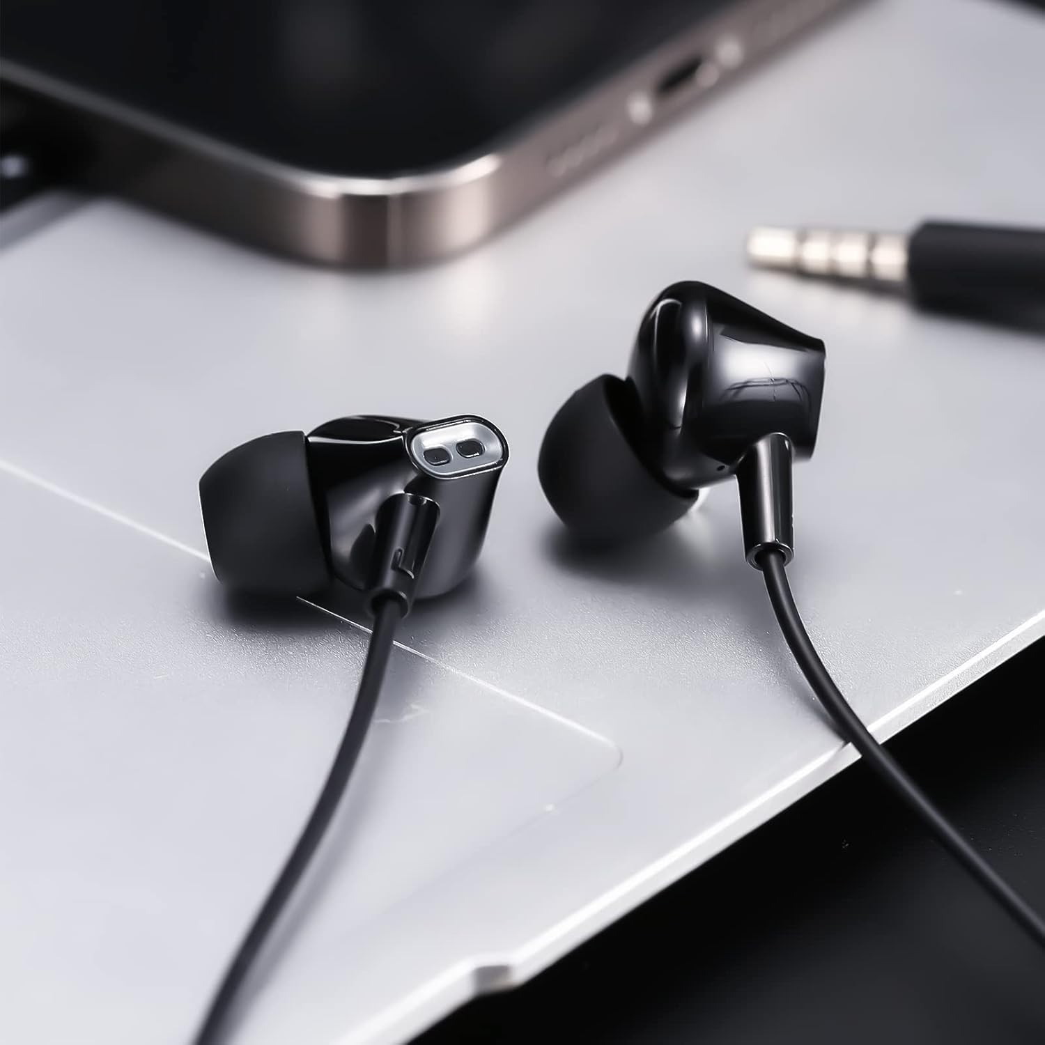 Stereo Bass Wired Earbuds with Tangle-Free Cord & Multifunctional Remote Control