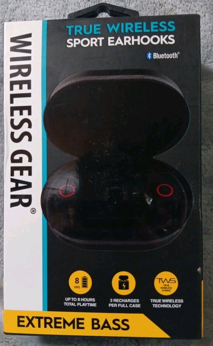 Wireless Gear True Wireless Sport Earhooks Bluetooth Extreme Bass Hands Free Mic