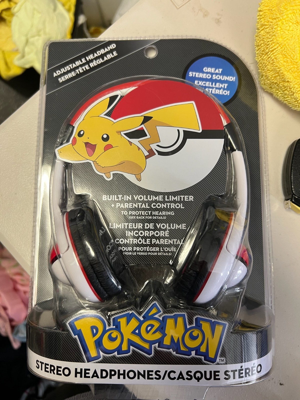 eKids Pokemon Pikachu Wired Over Ear Kids Stereo Headphones Adjustable Red White