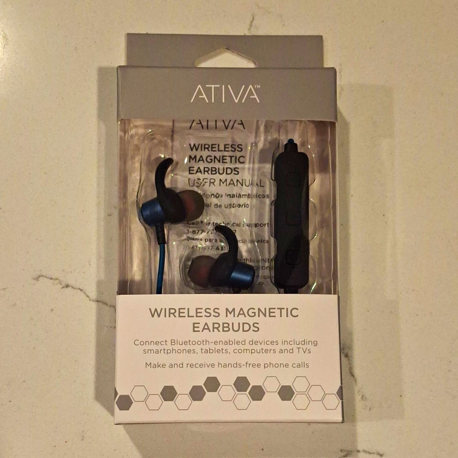 Ativa Wireless Bluetooth Magnetic Neckband Earbuds Blue/Black MPN 9487185
