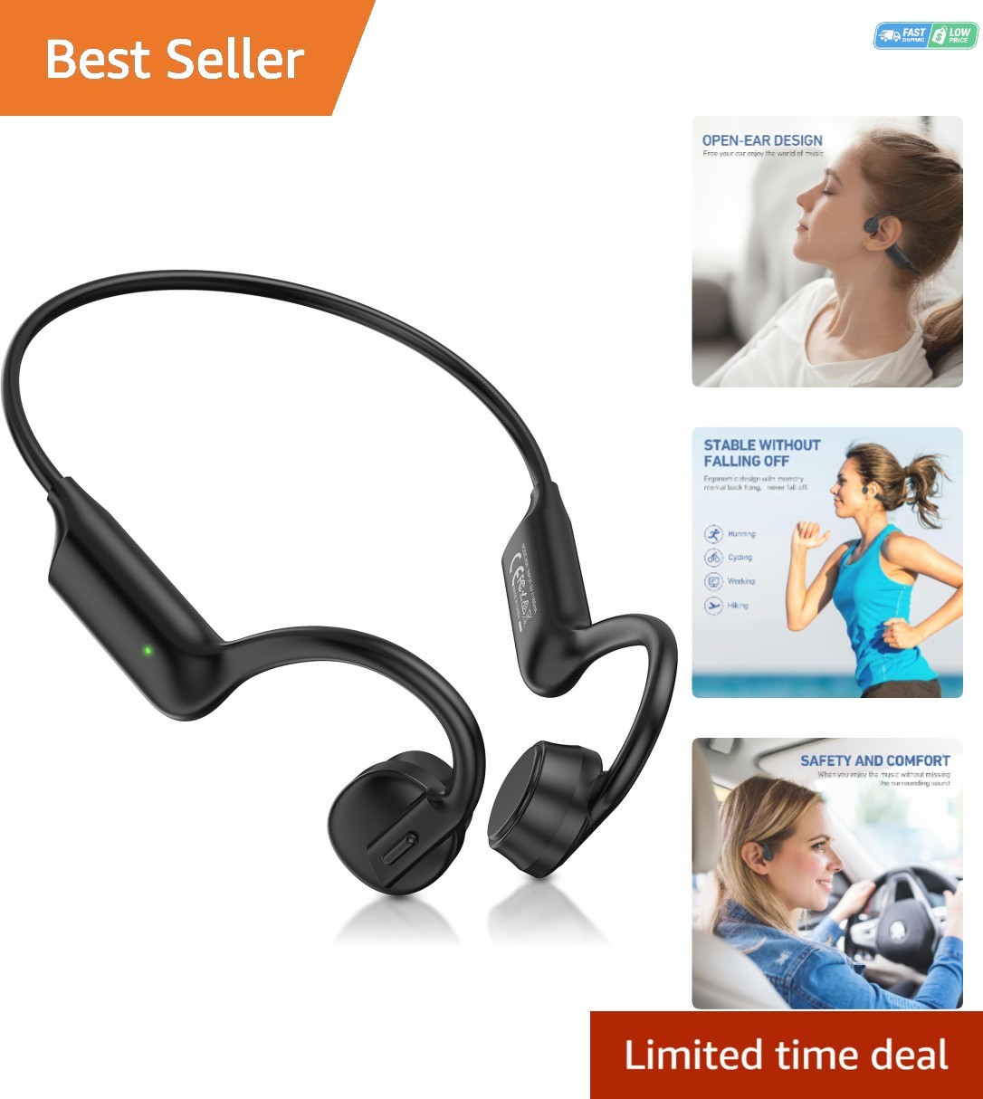 Bone Conduction Headphones with Bluetooth 5.4 – Waterproof Open Ear Design