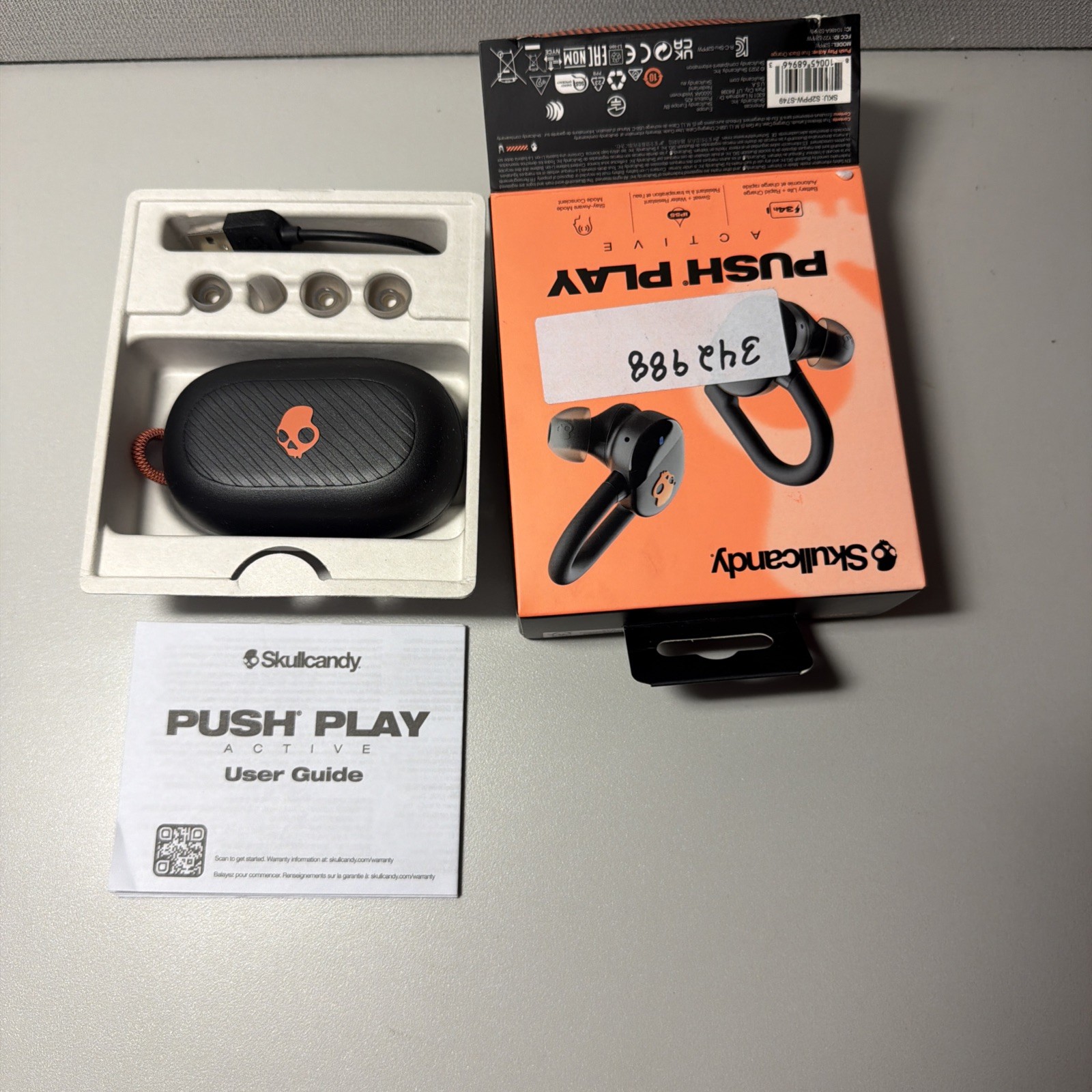 Skullcandy Push Play Active True Wireless Over-Ear Hanger Earbuds (Black/Orange)