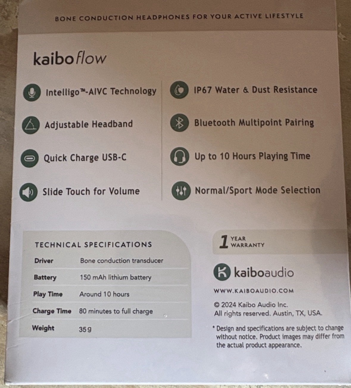 Kaibo Flow – Bone Conduction Headphones with Noise-Cancelling Mic Black New