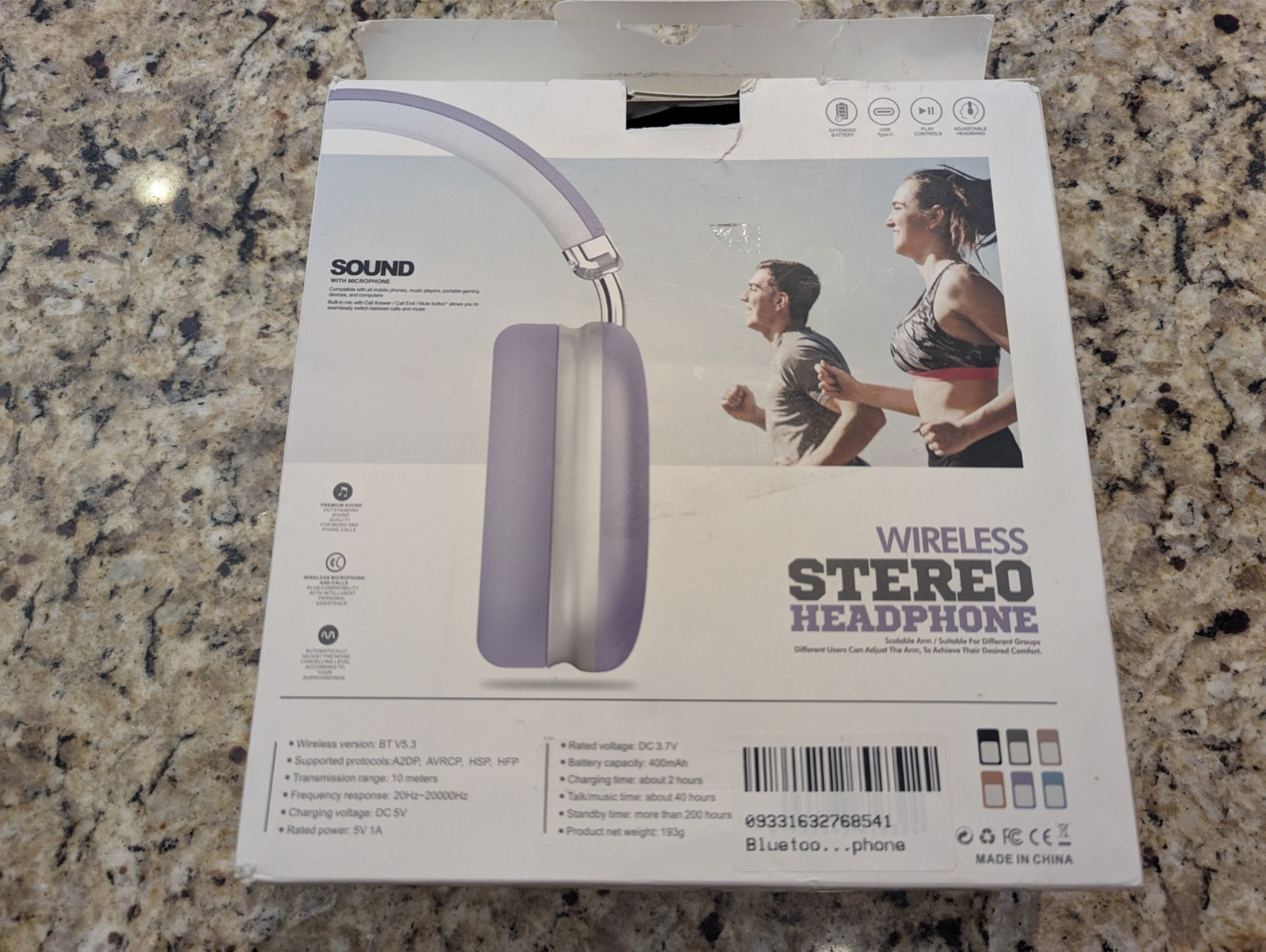 Wireless Stereo Headphones Over Ear 40hrs SY-BT1632 Purple