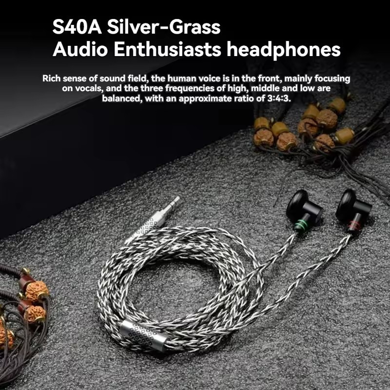 QIGOM HIFI Wired Headsets, S40A Lanyin Grass, High Analytical Separation, 40Ω
