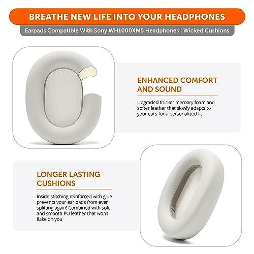 WC Wicked Cushions Extra Thick Earpads for Sony XM5 – Soft PU Leather