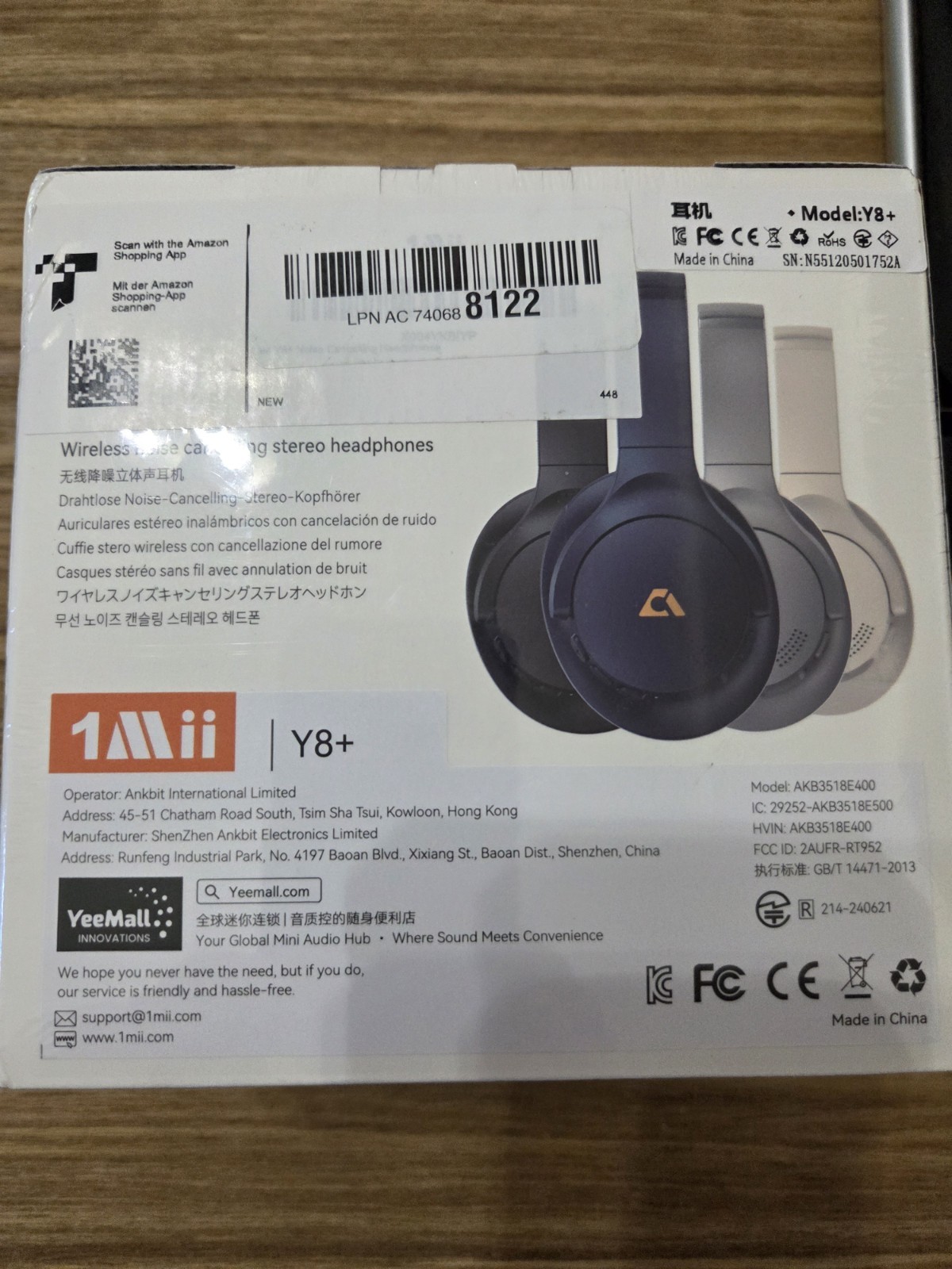 1Mii Y8+ Noise Cancelling Headphones Bluetooth 6.0, Wireless LDAC Hi-Res Audio
