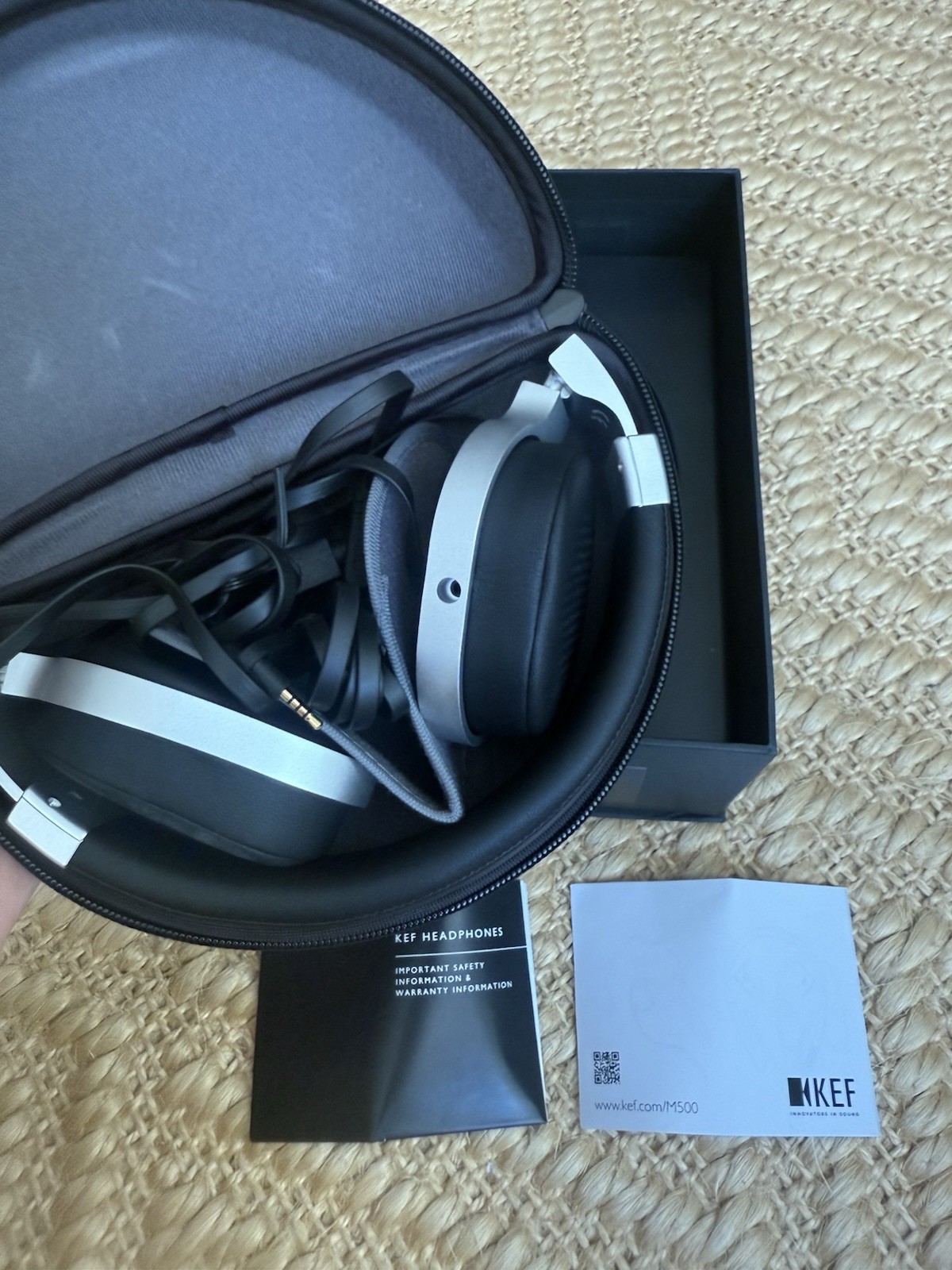 KEF M500 Hi-Fi On-Ear Wired Headphones Black/Silver