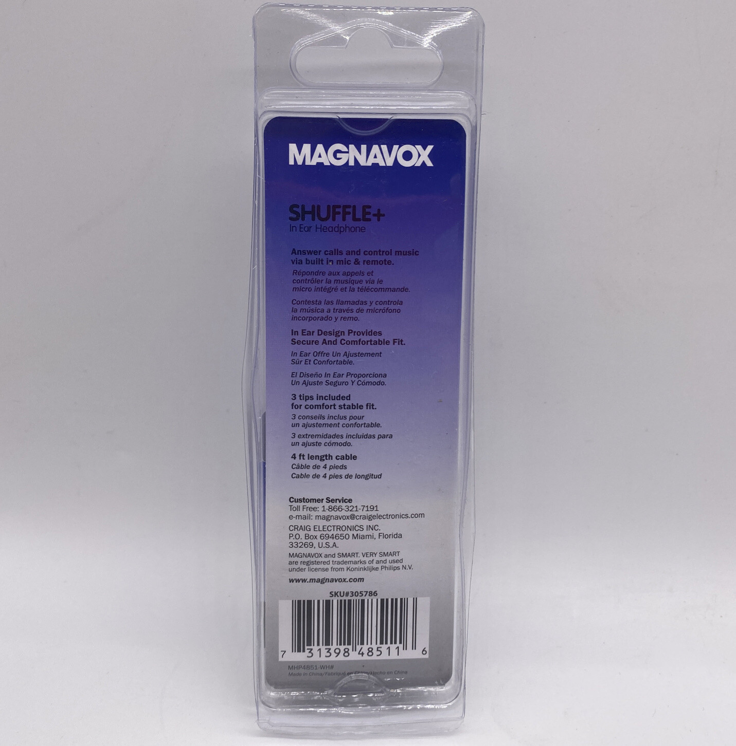 New Magnavox Clear Bass Shuffle Plus Earbuds Headphones White NIP
