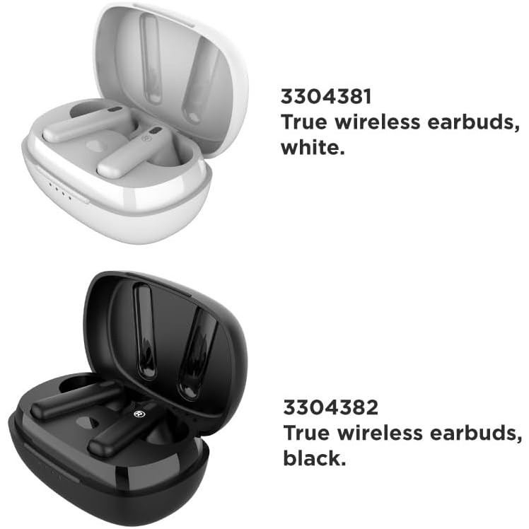 RadioShack Wireless Bluetooth Earbuds White, Noise Cancelling IPX5 400mAh
