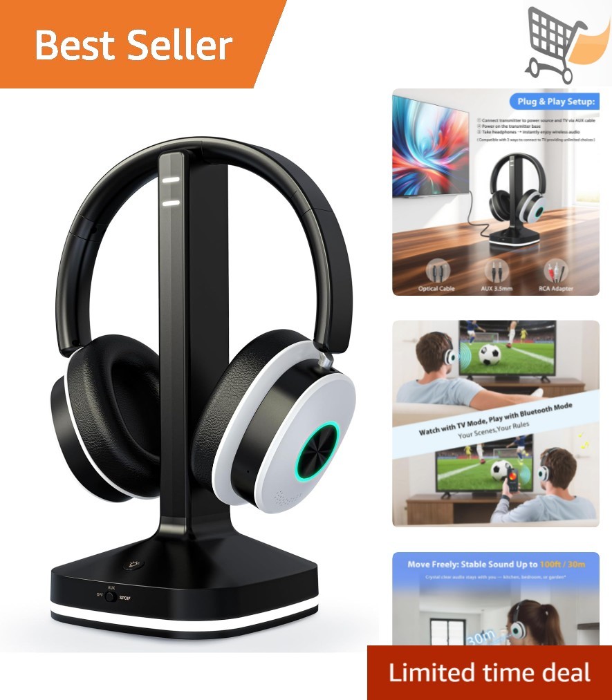 Wireless TV Headphones Over Ear Seniors Bluetooth 5.4 Noise Canceling