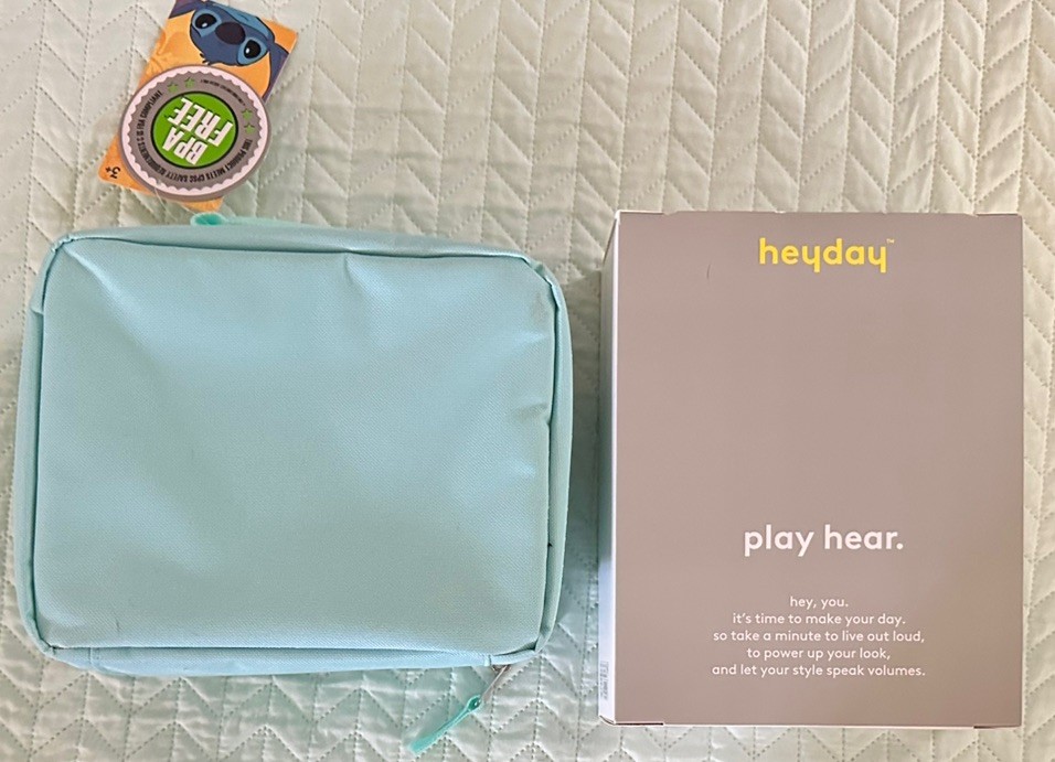 heyday™ Wired On-Ear Headphones Blue bundled with Stitch Aloha lunch box NEW NWT