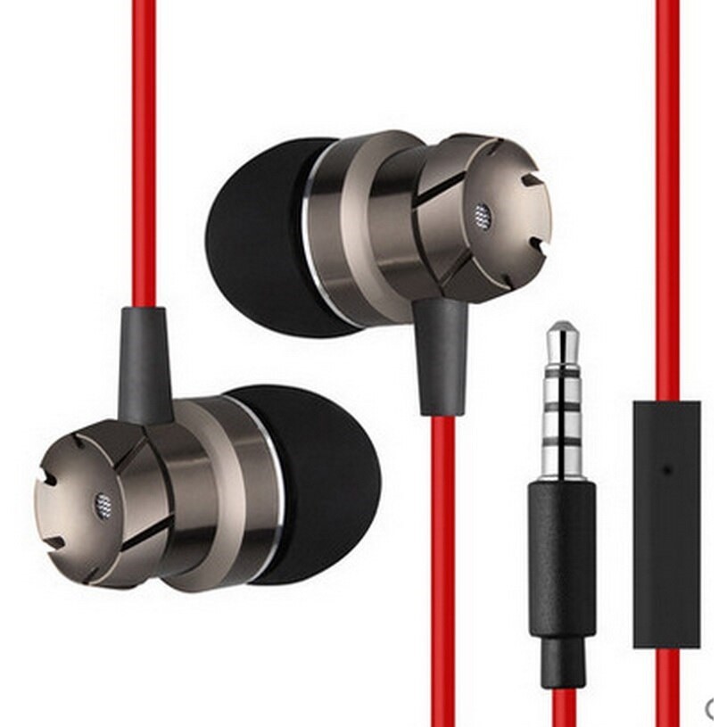 Earbuds Headphones Bass Corded Wire In-Ear Metal Call Button Mic White/Black/Red