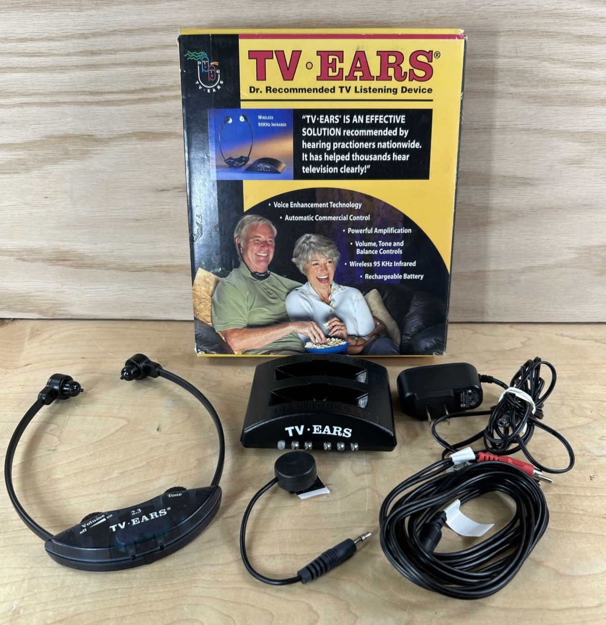 TV Ears Headset and Transmitter Wireless TV Listening System w/ Original Box